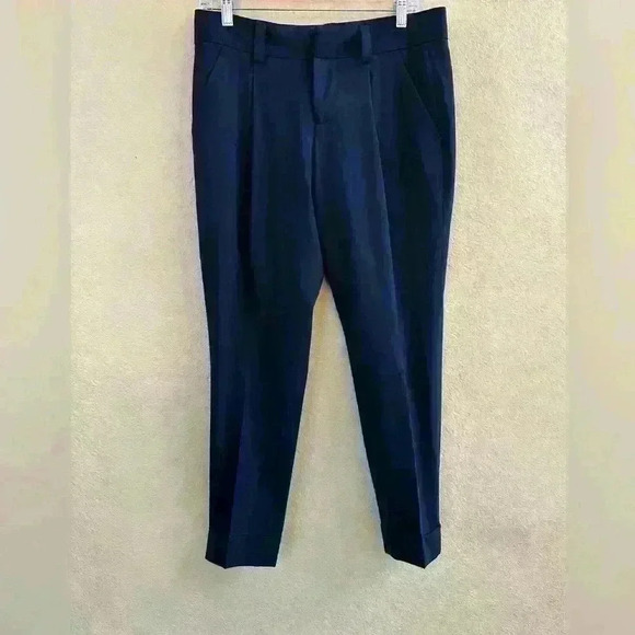 Alice + Olivia “ Employed” Wool Single Pleat Cuffed And Cropped Pants Size 4 - Picture 1 of 7